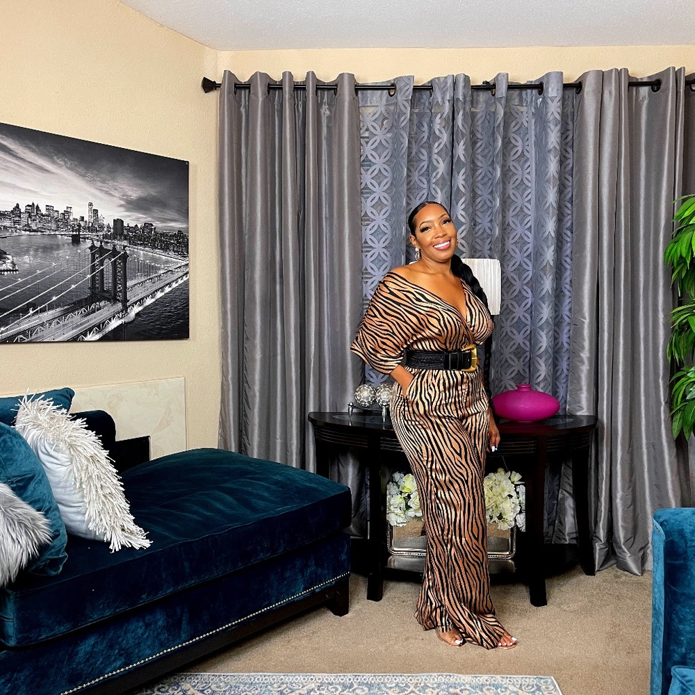 ANIMAL PRINT SATIN JUMPSUIT